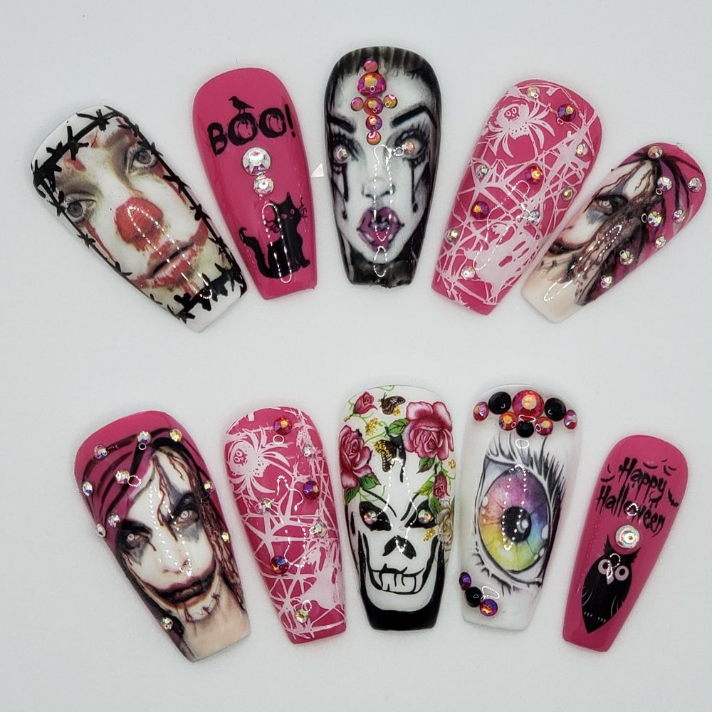 Medium Coffin Gel Press on Nails " Dead Girl "